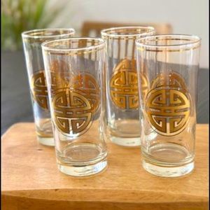 Culver vintage 22k gold “Shou” highball glasses set of 4